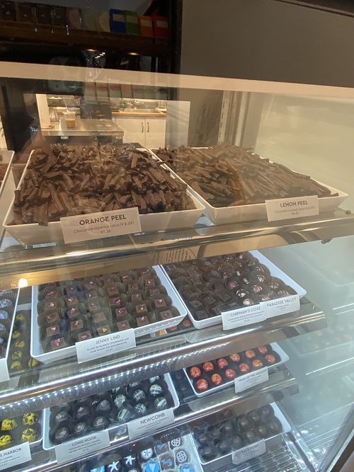 Citrus peels are vegan  at Chequessett Chocolate in Truro