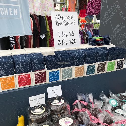 Chocolate bars mostly vegan at Chequessett Chocolate in Truro