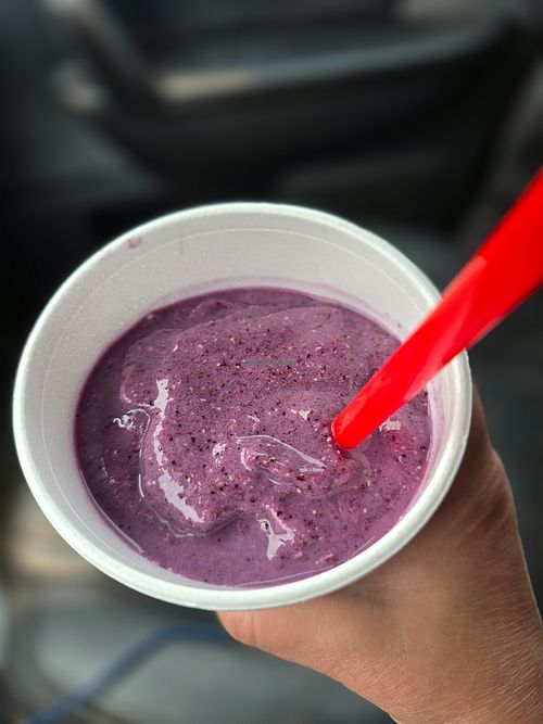Blueberry muffin smoothie, sub vegan protein powder, omit yogurt. at NIP East - Fitness and Smoothie Bar in Mason City