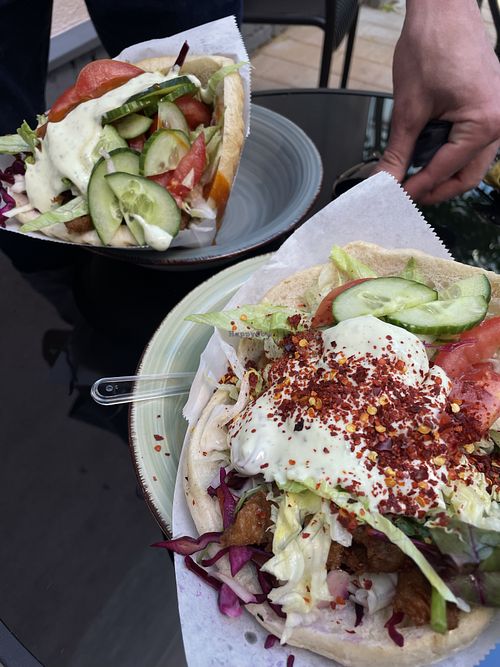 Vegan Soja steak doner with vegan knobi sauce  at Olivia Restaurant in Leipzig