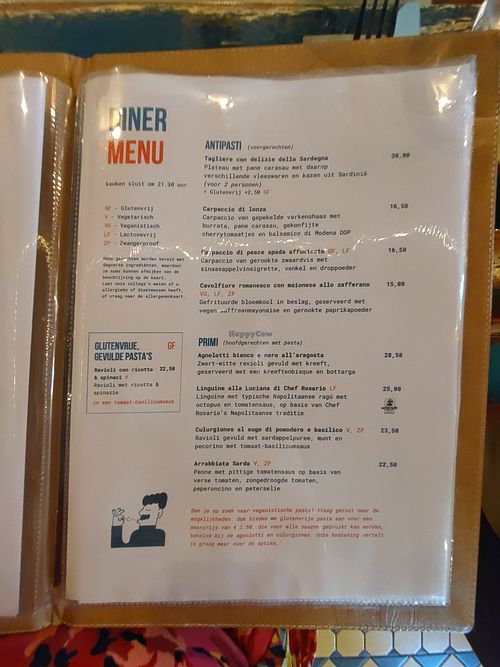 Starter menu at Sapori Sardi in Woerden