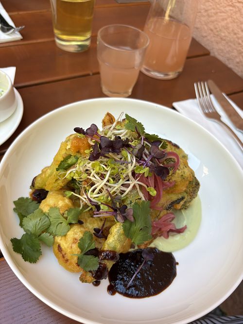 Spring Vegetable Tempura with Wasabi Cream and Teriyaki Sauce  at Hofmark 1 in Mallersdorf-pfaffenberg