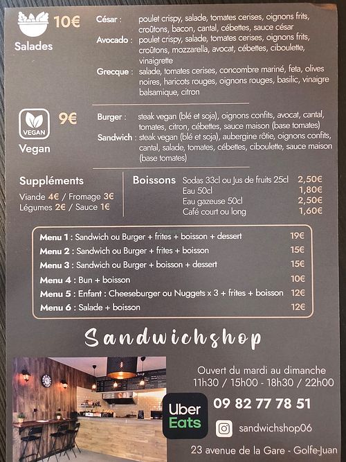 Vegan options at Sandwichshop06 in Vallauris