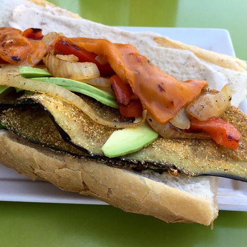 eggplant poboy. To die for! at Seed - Faubourg Lafayette in New Orleans