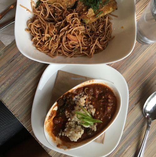 eggplant pomodoro and gumbo! about $21  at Seed - Faubourg Lafayette in New Orleans