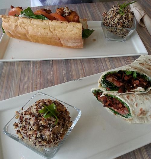 Coconut 'bacon' salad wrap and (i think) a tofu bbq nugget baguette- both were interesting and yummy! at Seed - Faubourg Lafayette in New Orleans