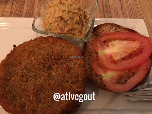 coconut burger with chickpea salad at Seed - Faubourg Lafayette in New Orleans