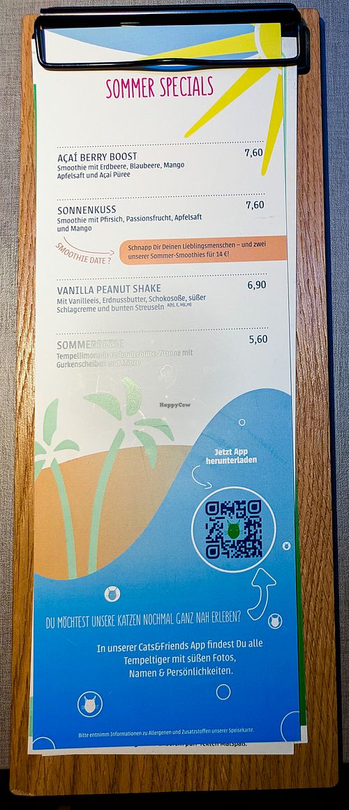 Menu page at Katzentempel Berlin Mitte at Katzentempel Berlin Mitte in Berlin