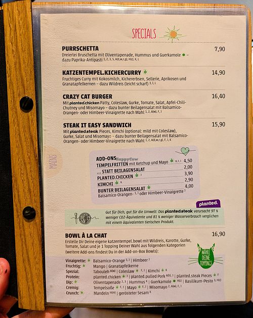 Menu page at Katzentempel Berlin Mitte at Katzentempel Berlin Mitte in Berlin