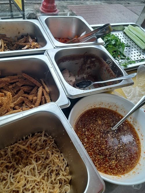 Banh mi chay stall outside the restaurant at Chay DANAMI in Ho Chi Minh City