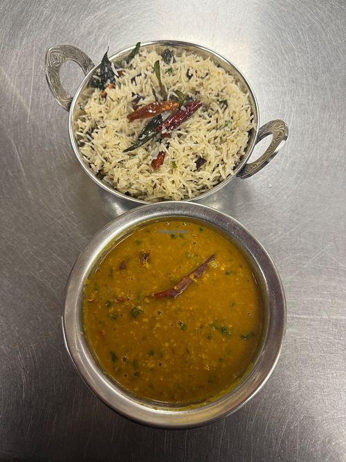 Vegan dal and rice  at Bombay Palace in Niagara Falls