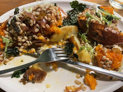 Apologies for the half eaten food this dish was just delicious. Vegan butternut squash rotisserie   at Side Street in Manchester