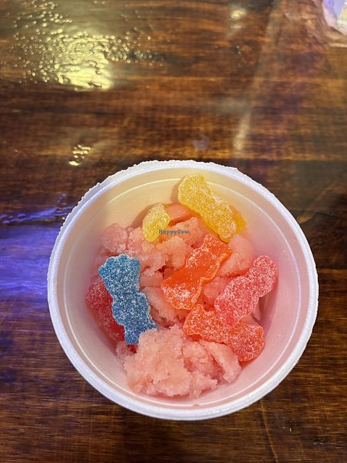 Watermelon Sorbet with sour patch kids   at Jefe Paletas in Mobile