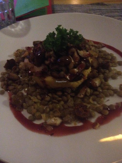 Polenta with fig, hazelnut and lentils...delicious! at Prem Bistro and Cafe in Ho Chi Minh City
