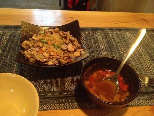 quinoa stir fry and soup at Prem Bistro and Cafe in Ho Chi Minh City