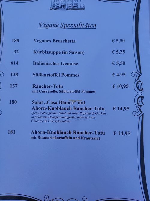 Vegane Karte at Steintoreck in Gehrden