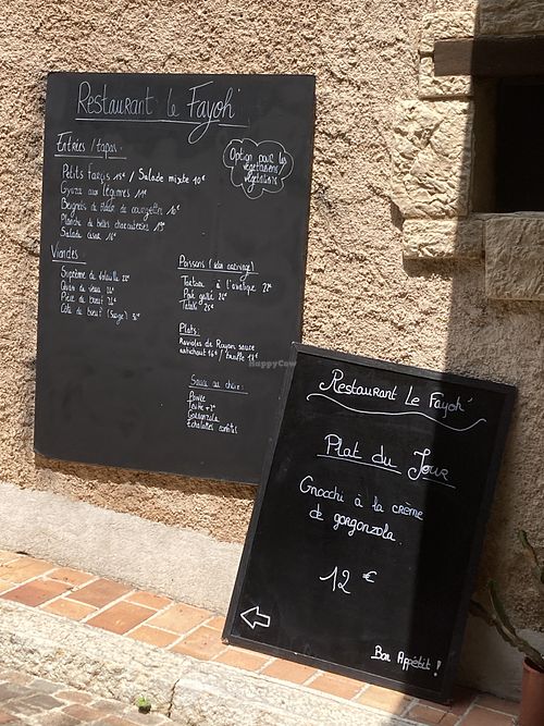 Menu in June 2025  at Le Fayoh' in Fayence
