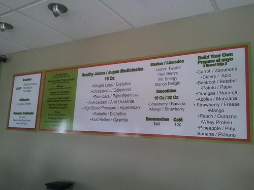 menu at Frutilandia Fresh in San Jose Del Cabo