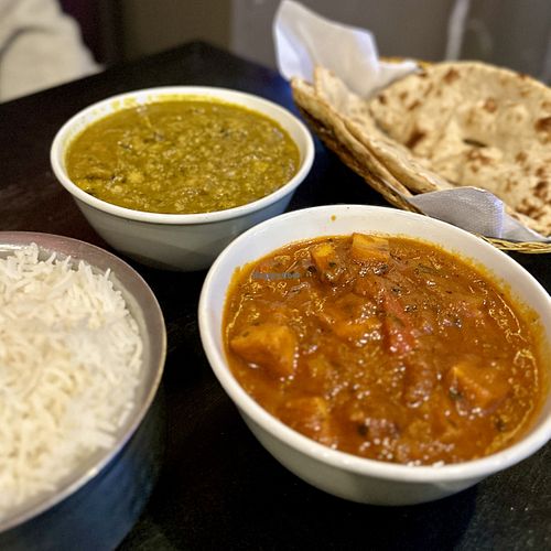 Vegan dal saag and  vegan butter masala  at Delhi Palace in North Strathfield