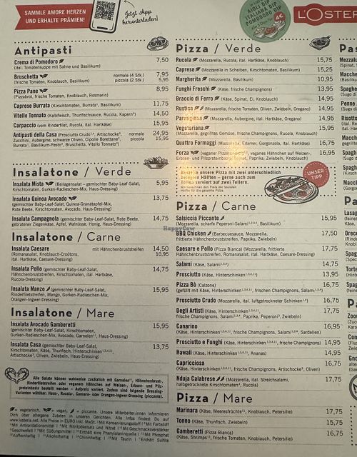 Menu 1/2.  at L'Osteria in Greifswald