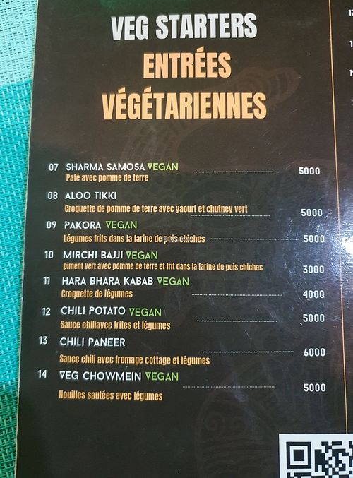 Menu

Vegan starters at Shaluc Taste of India in Dakar