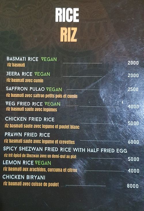 Vegan rice at Shaluc Taste of India in Dakar