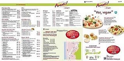 menu with vegan options   at Avanti  in Flensburg