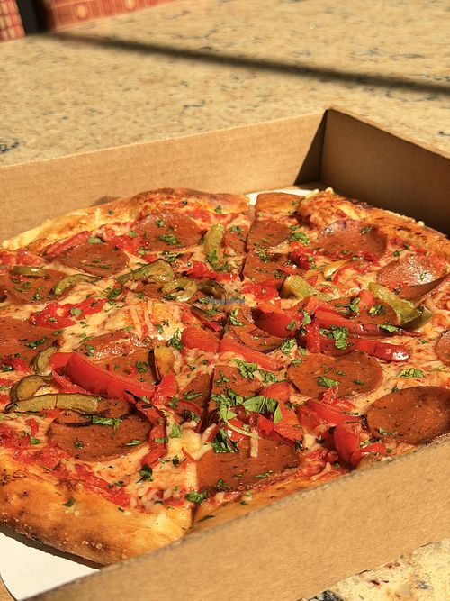 Vegan pepperoni & peppers   at Harvest Pizzeria - Brewery District in Columbus