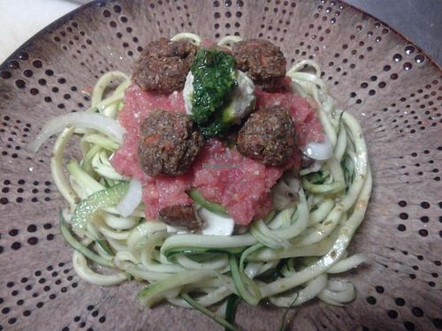 spaghetti and meatballs at Organic Shores in Phoenix