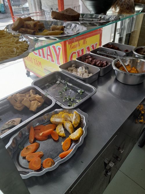 Vegan stall at Bánh mì chay Khai Tâm in Ho Chi Minh City