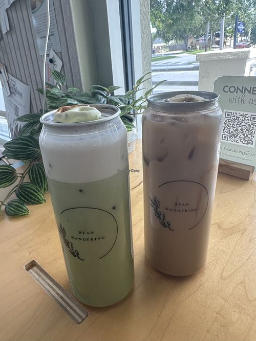Ube Matcha latte and the banana bread latte  at Bean Wandering in St Petersburg