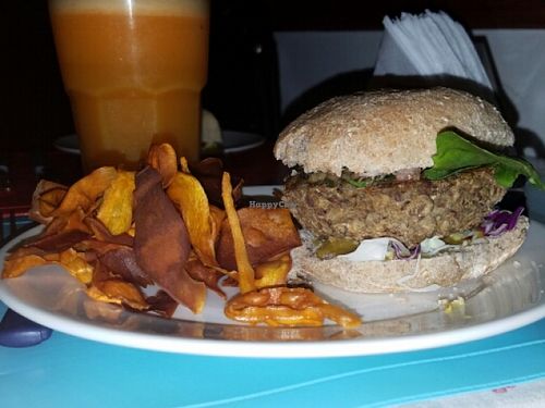 Vegan burger at La Papa in Montevideo