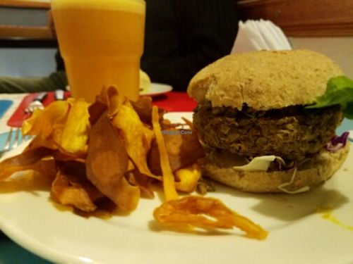 Vegan burger at La Papa in Montevideo