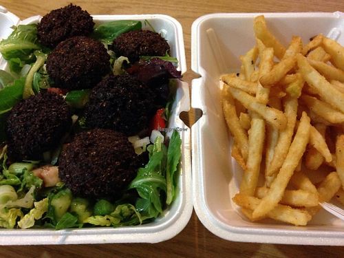 Lebanese salad and fries at D C Cafe in Washington