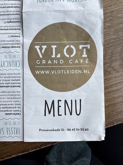 Menu cover  at Vlot Grand Café in Leiden