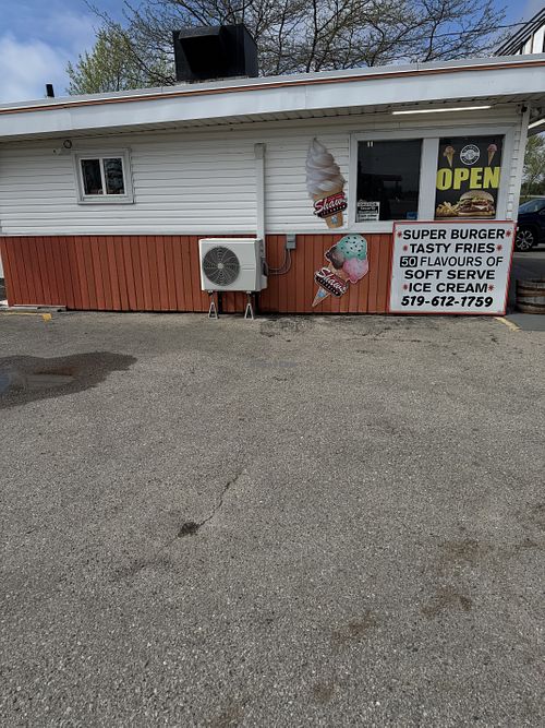 Side view of the store  at Sky Ranch Drive-In  in Goderich