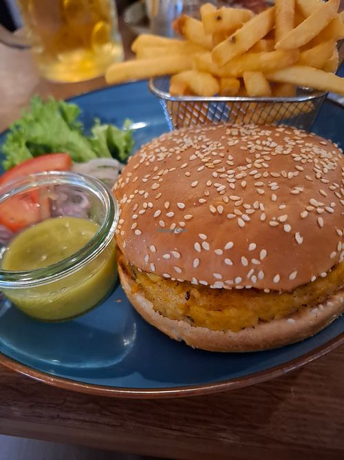 Vegan couscous burger at Augustiner an der Sankt Martinskirche in Landshut