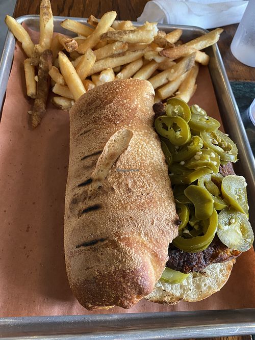 Burger and fries  at Willimantic Brewing and Main Street Cafe in Willimantic