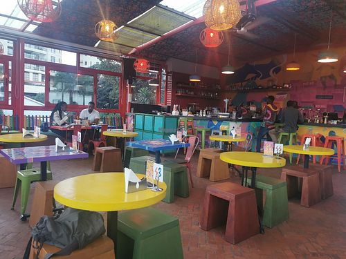 Roof top full of light at Măm Măm in Nairobi