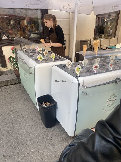 Vegan flavors clearly labeled.  at Fiona Kokteilių Baras in Vilnius