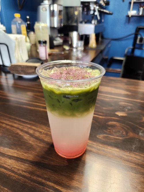 Rose Cardamom matcha lemonade at The Commons Café in Wasilla