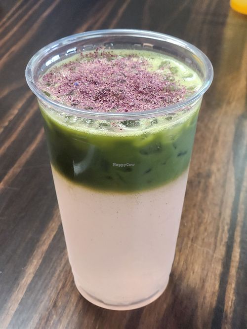 Rose Cardamom matcha lemonade at The Commons Café in Wasilla