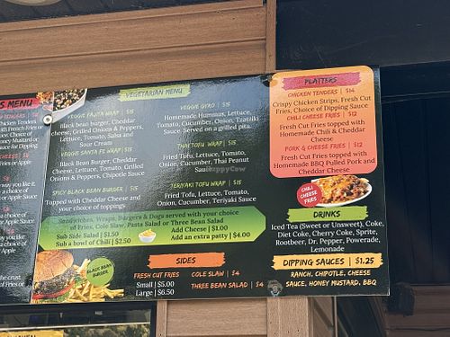 Menu board  at Falls Market Restaurant & Inn in Ohiopyle