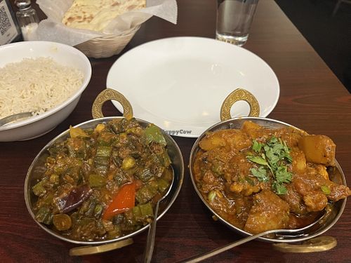 Bhindi Masala and Aloo Gobi  at Saffron Indian Restaurant in Jackson