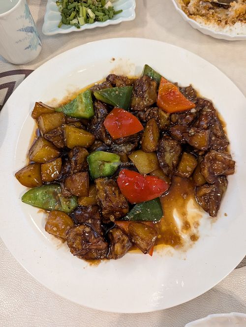 3 veg - potato aubergine and pepper at King Bao Dumpling (Dim Sum) in Hanoi