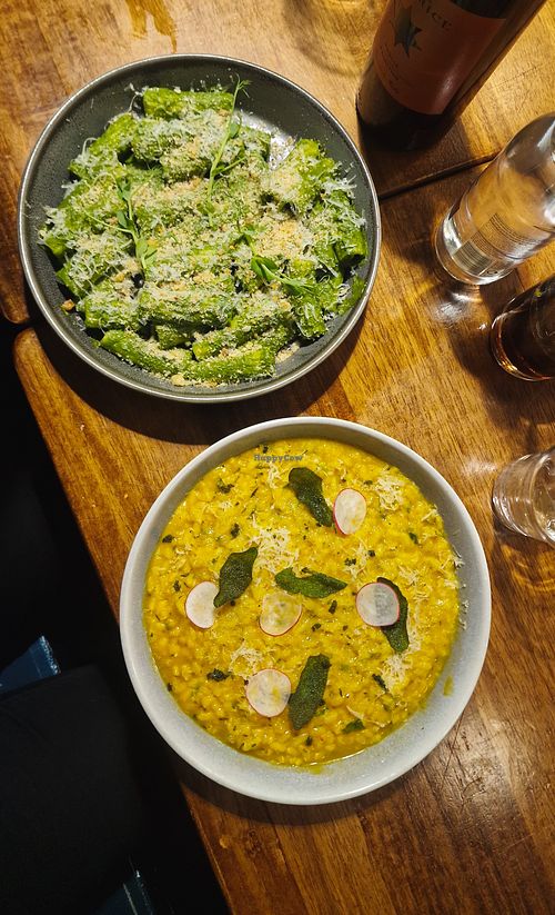 Autumn menu includes some amazing vegan eats: the butternut squash risotto + cavolo nero rigatoni at The Free Press in Cambridge
