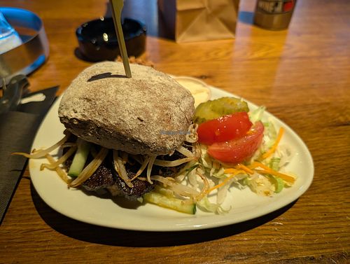 Seitan burger. Very tasty at Coffeeshop Kronkel in Nijmegen