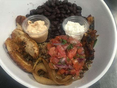 chicken's friend quinoa bowl at Choices Kitchen in Miami