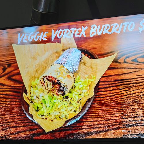 Vegan burrito even though labeled veggie at Transparent Brewing Company in Grandview