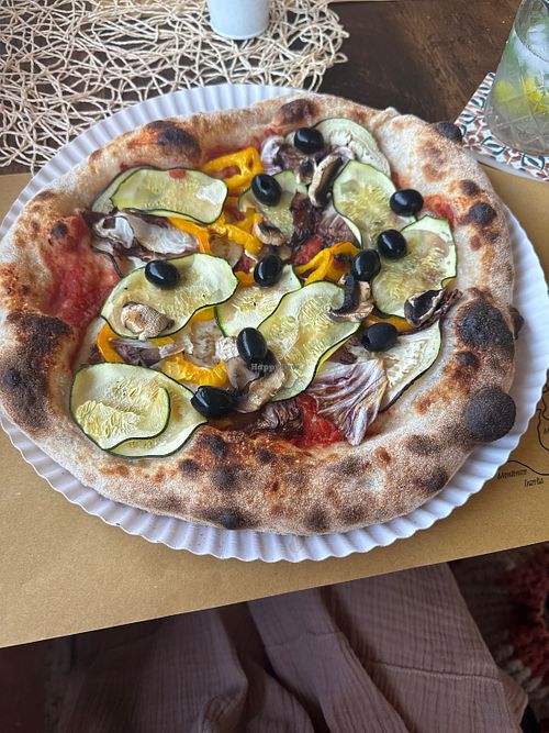 Vegetarian Pizza. Unfortunately they were out of vegan cheese that day  at Mistral Caffetteria Bar Pizzeria in La Caletta